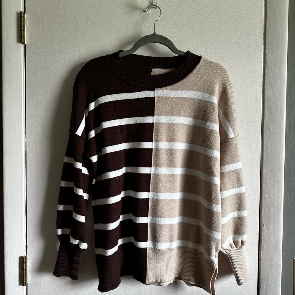Striped Brown and Tan Sweater